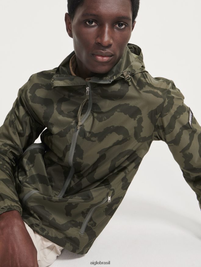 Aigle roupas jaqueta resistente à água com estampa compactável taillis pr eu homens RX2B88192