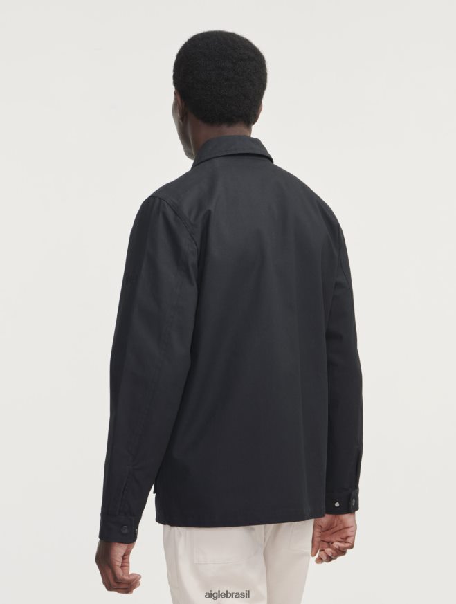 Aigle roupas jaqueta safari com revestimento curto preto homens RX2B88185