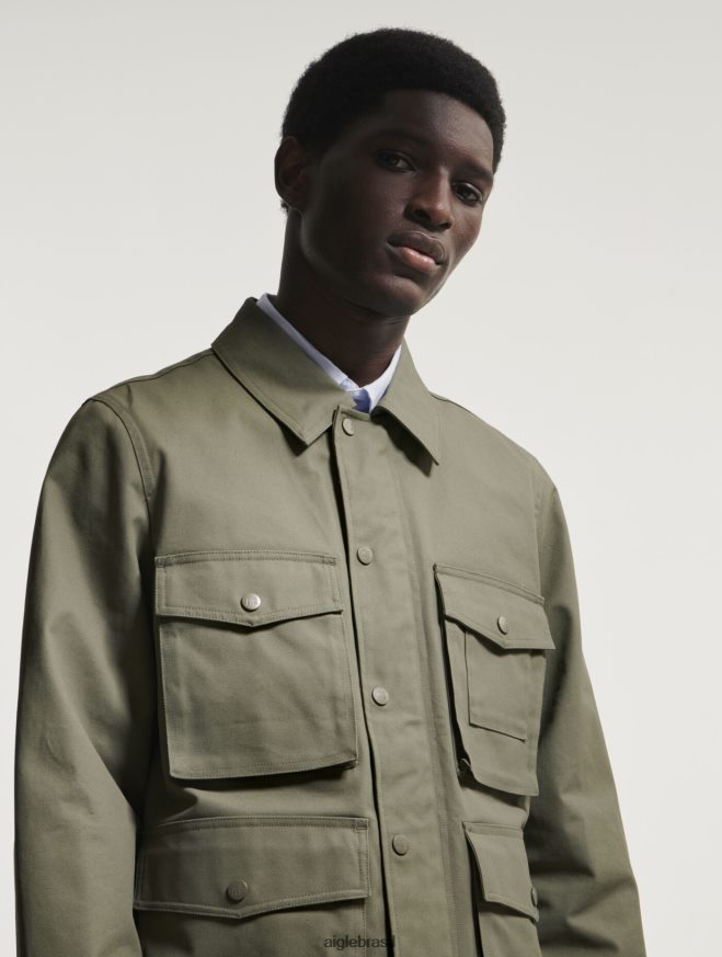 Aigle roupas jaqueta safari com revestimento curto taillis homens RX2B88221