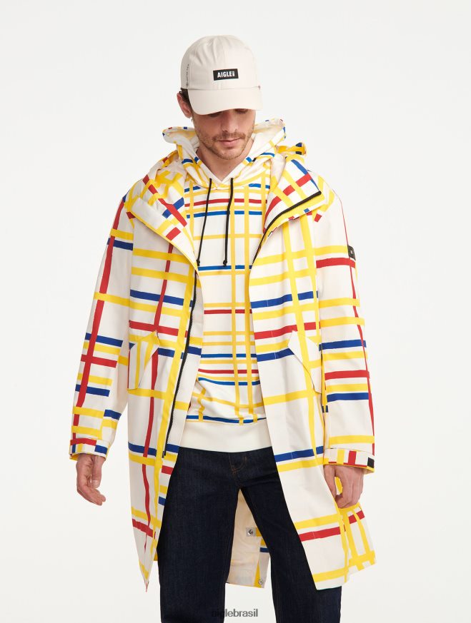 Aigle x Centre Pompidou roupas rabo de peixe longo com capuz mtd Mondrian homens RX2B88181
