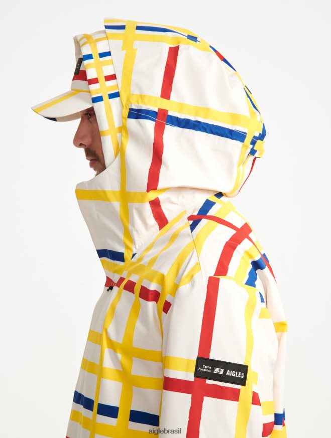 Aigle x Centre Pompidou roupas rabo de peixe longo com capuz mtd Mondrian homens RX2B88181