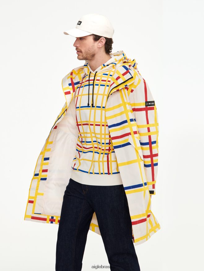 Aigle x Centre Pompidou roupas rabo de peixe longo com capuz mtd Mondrian homens RX2B88181