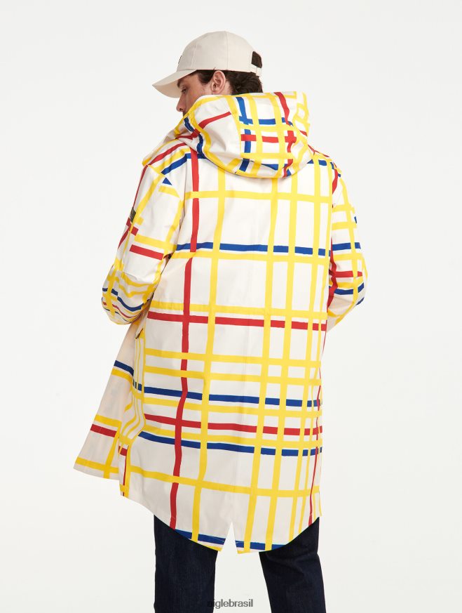 Aigle x Centre Pompidou roupas rabo de peixe longo com capuz mtd Mondrian homens RX2B88181