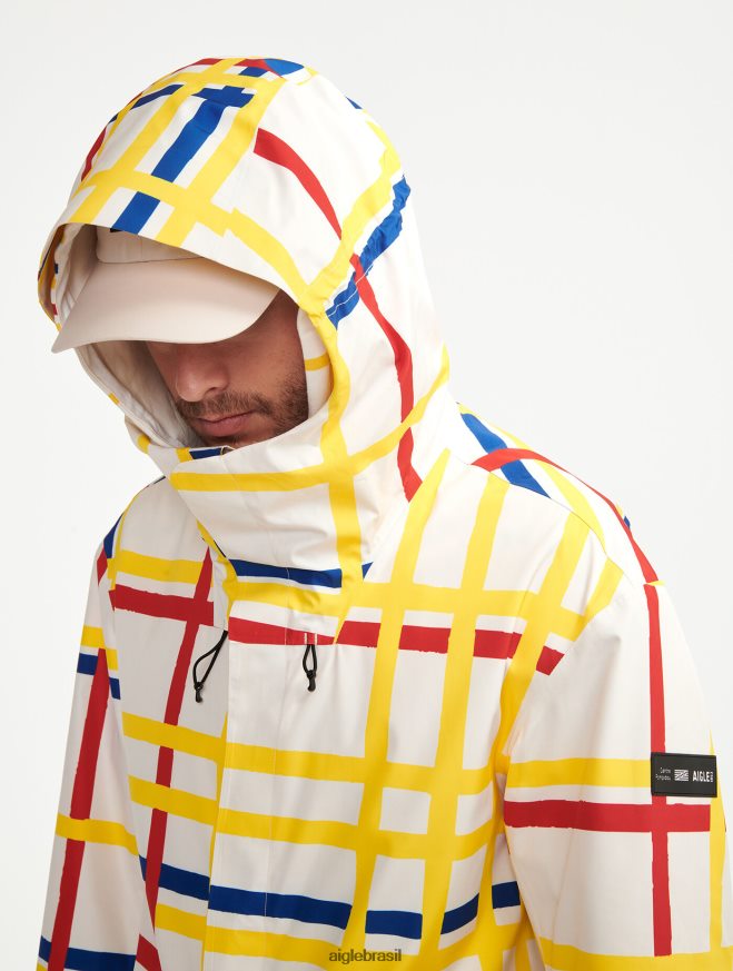 Aigle x Centre Pompidou roupas rabo de peixe longo com capuz mtd Mondrian homens RX2B88181