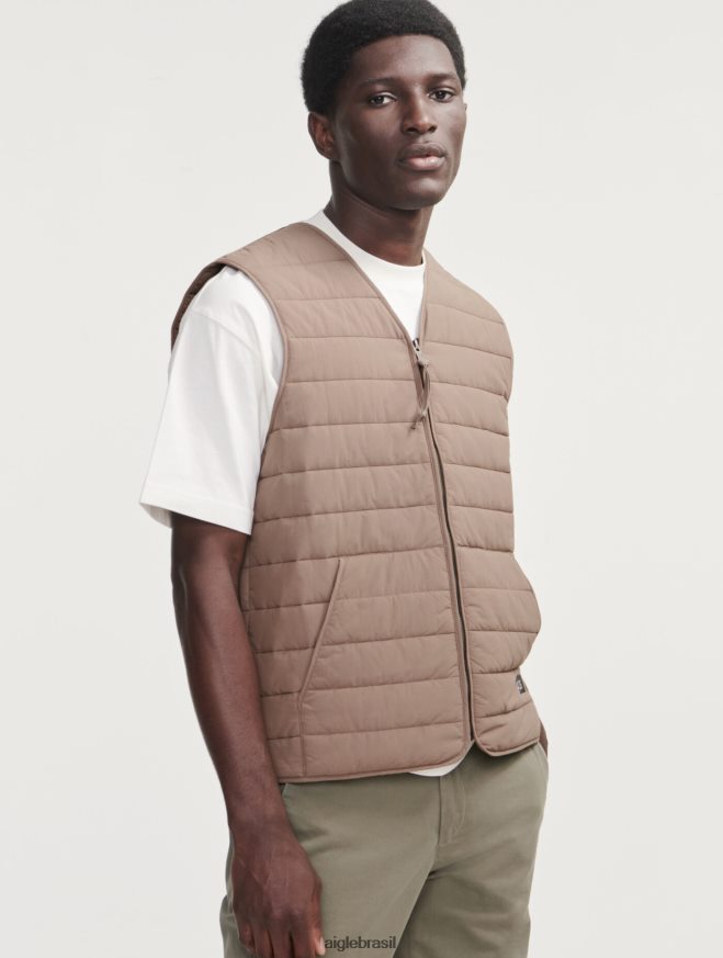 Aigle roupas colete curto dupont sorona acolchoado wr sem mangas capuccino homens RX2B88165