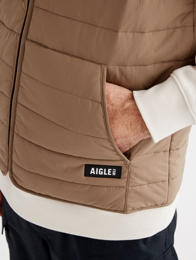 Aigle roupas colete curto dupont sorona acolchoado wr sem mangas capuccino homens RX2B88165