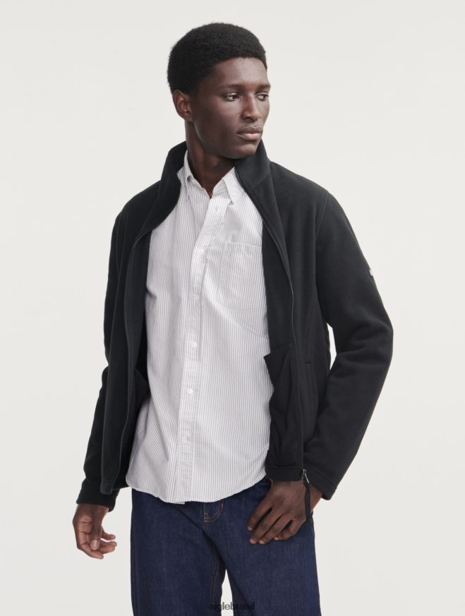 Aigle roupas lã de microfibra com zíper preto homens RX2B8818