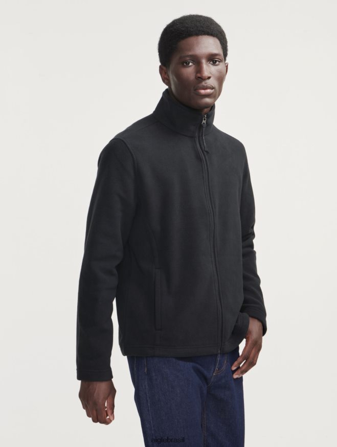 Aigle roupas lã de microfibra com zíper preto homens RX2B8818