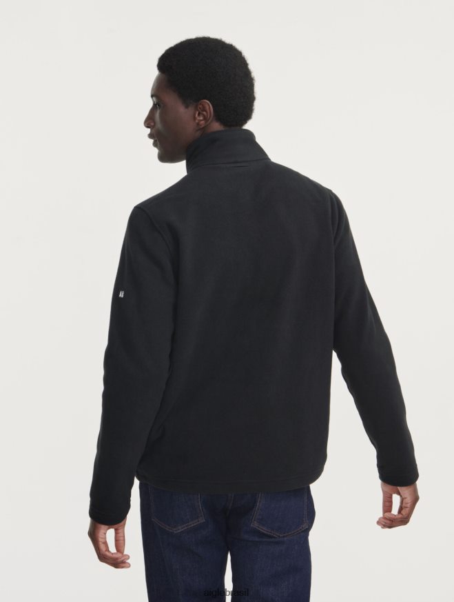 Aigle roupas lã de microfibra com zíper preto homens RX2B8818