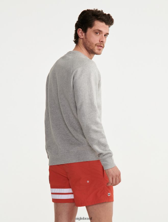 Aigle roupas moletom bordado com gola redonda cinza claro claro homens RX2B8882