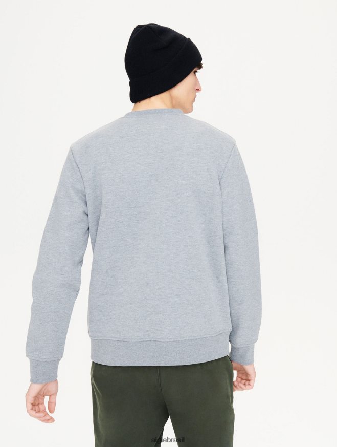 Aigle roupas moletom com gola redonda e estampa escovada urze cinza homens RX2B8878