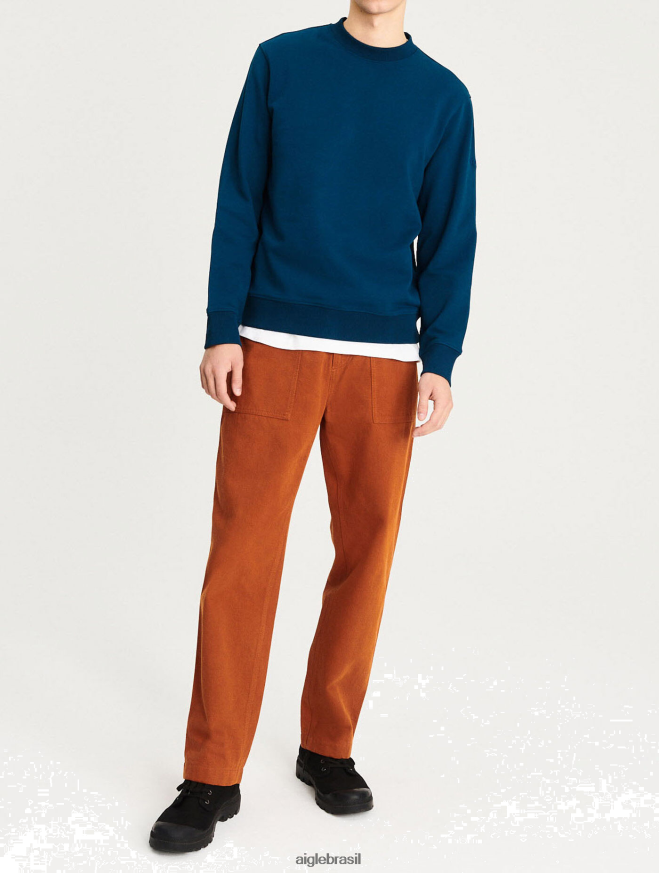 Aigle roupas moletom de algodão orgânico com gola redonda náutico homens RX2B8874