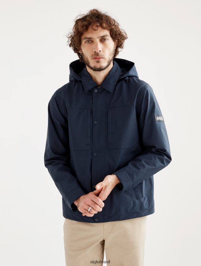 Aigle roupas parka curta gore-tex com capuz destacável império eu homens RX2B88201