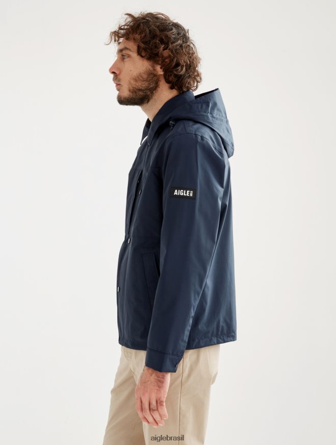 Aigle roupas parka curta gore-tex com capuz destacável império eu homens RX2B88201