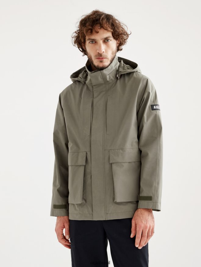 Aigle roupas parka curta gore-tex com capuz destacável taillis eu homens RX2B88169