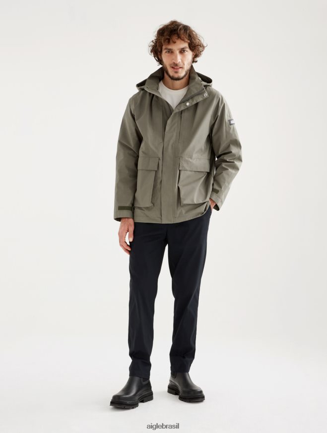 Aigle roupas parka curta gore-tex com capuz destacável taillis eu homens RX2B88169