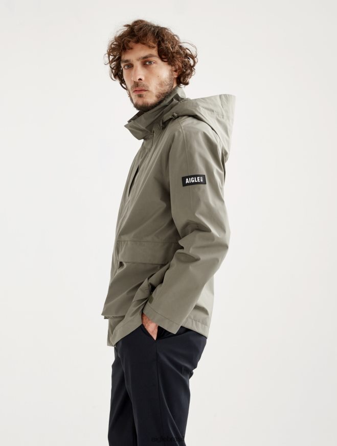 Aigle roupas parka curta gore-tex com capuz destacável taillis eu homens RX2B88169