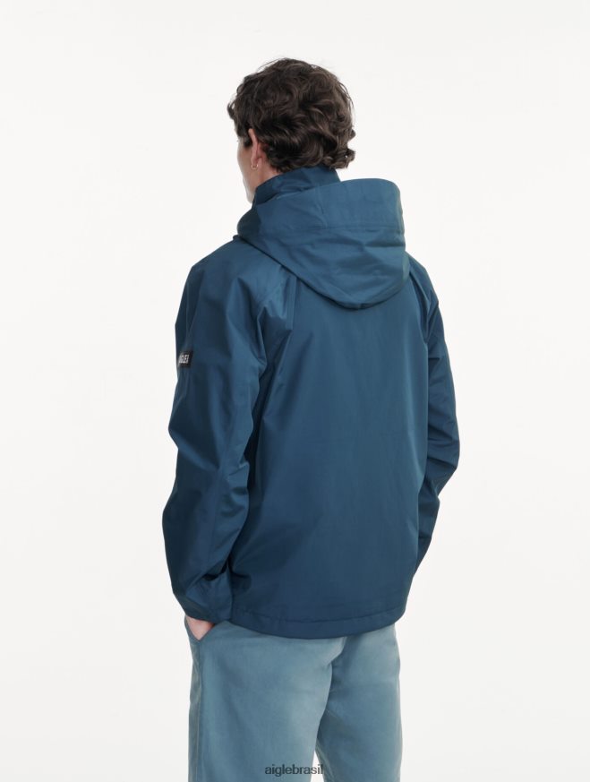 Aigle roupas parka curta gore-tex com capuz destacável tempestade azul eu homens RX2B88170