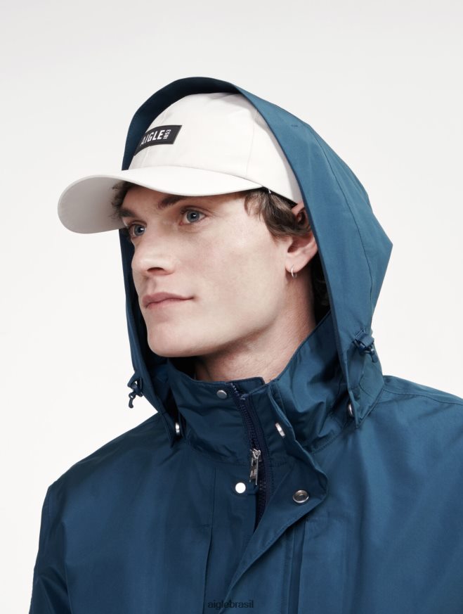 Aigle roupas parka curta gore-tex com capuz destacável tempestade azul eu homens RX2B88170