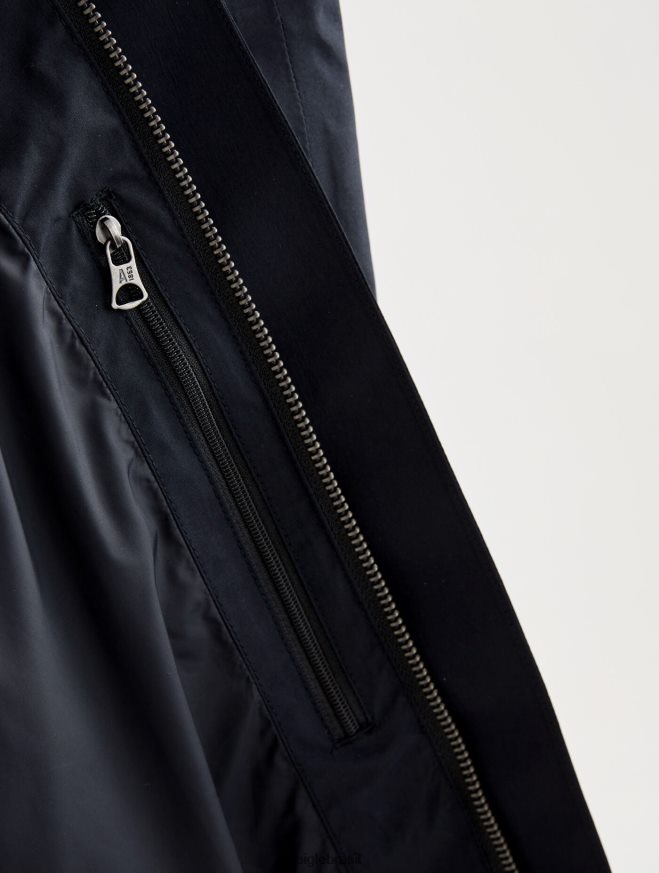 Aigle roupas parka gore-tex com capuz longo preto homens RX2B88168