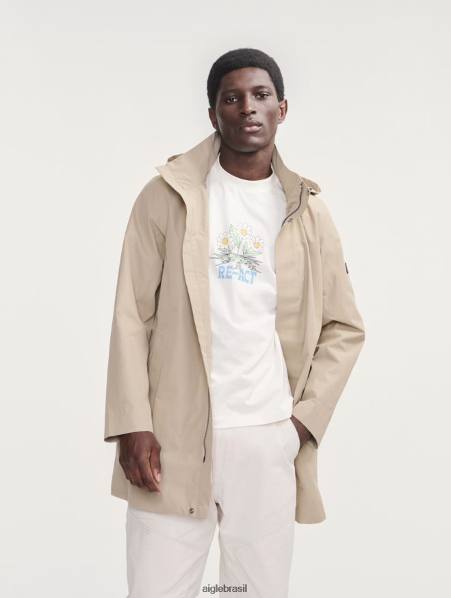 Aigle roupas parka gore-tex com capuz longo vime homens RX2B88203