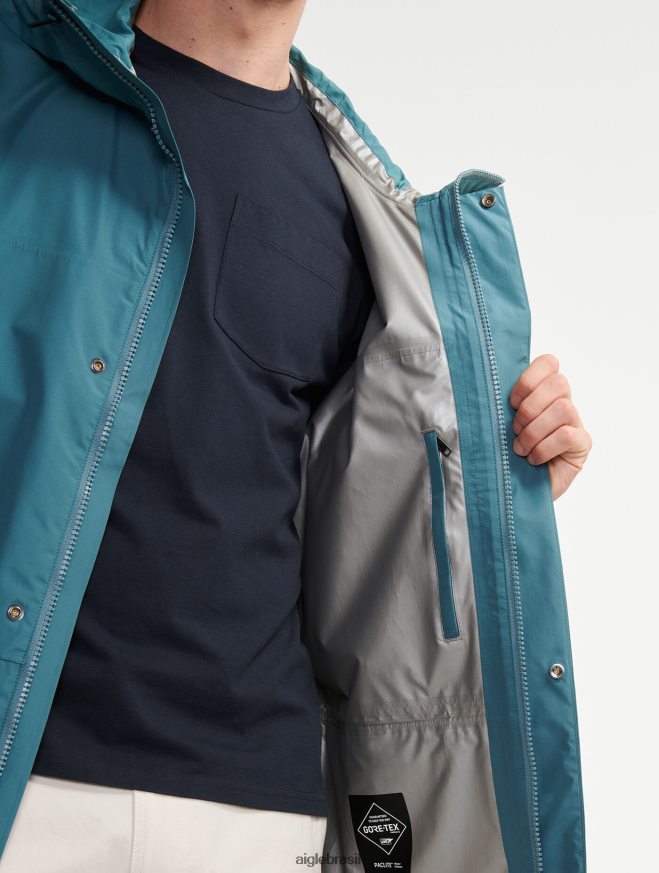 Aigle roupas parka longa gore-tex paclite com capuz duplo hidro homens RX2B88193