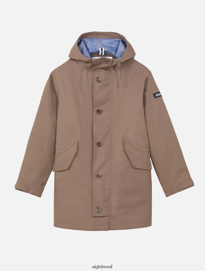 Aigle roupas parka mtd com capuz e comprimento médio capuccino homens RX2B88222