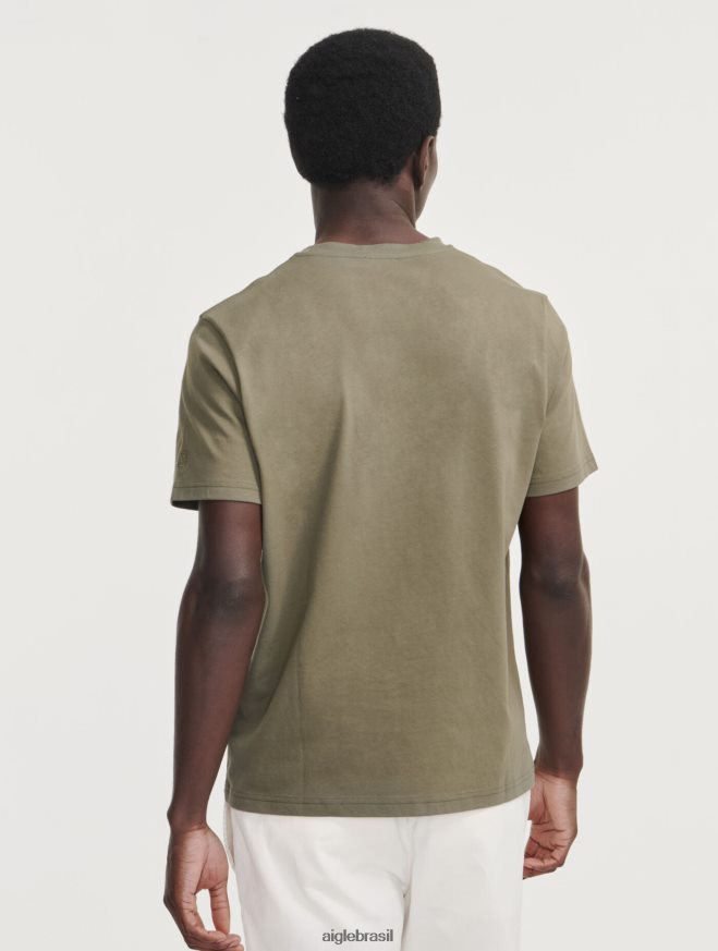 Aigle roupas camiseta com gola redonda e bolso em jersey taillis homens RX2B8887