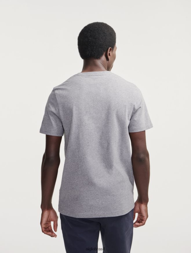 Aigle roupas camiseta com gola redonda urze cinza homens RX2B8868