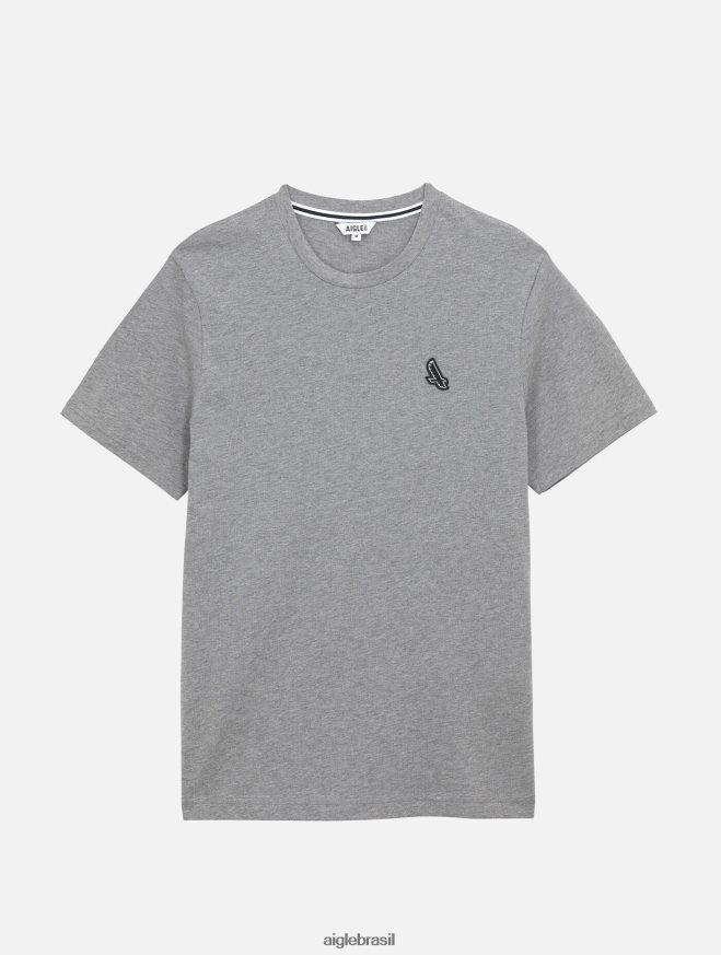 Aigle roupas camiseta com gola redonda urze cinza homens RX2B8868