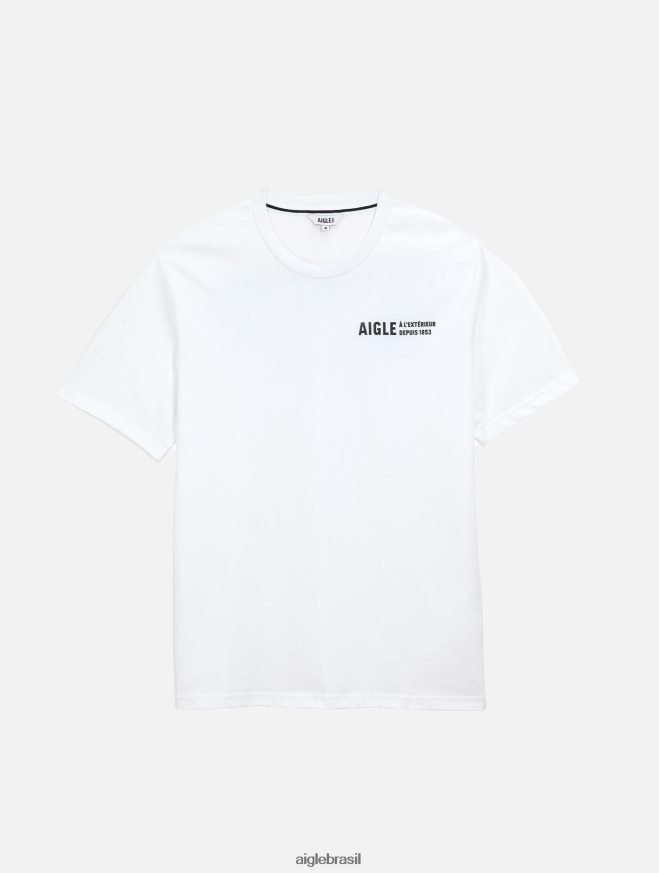 Aigle roupas camiseta estampada com gola redonda branco homens RX2B88115