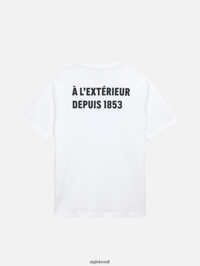 Aigle roupas camiseta estampada com gola redonda branco homens RX2B88115