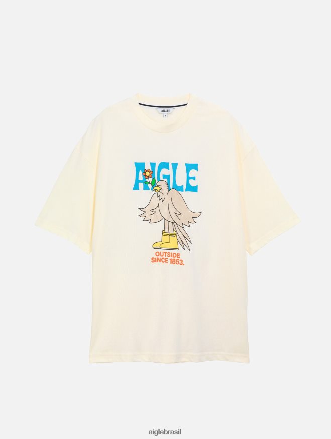 Aigle roupas camiseta estampada com gola redonda leite homens RX2B88117