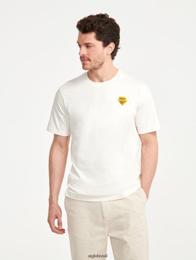 Aigle roupas camiseta estampada com gola redonda leite homens RX2B88137