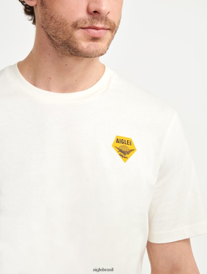 Aigle roupas camiseta estampada com gola redonda leite homens RX2B88137
