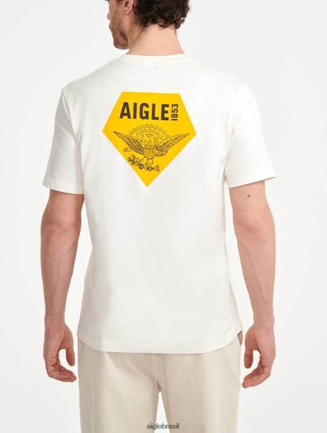 Aigle roupas camiseta estampada com gola redonda leite homens RX2B88137