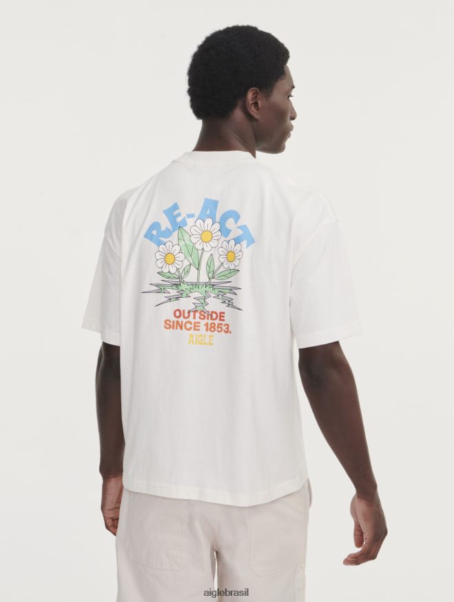 Aigle roupas camiseta estampada com gola redonda leite homens RX2B885