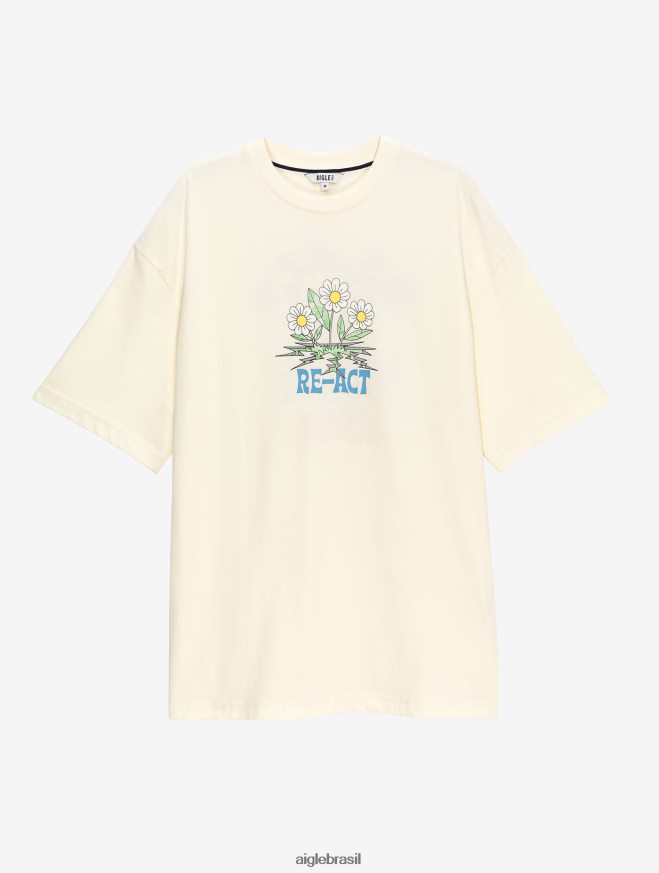 Aigle roupas camiseta estampada com gola redonda leite homens RX2B885