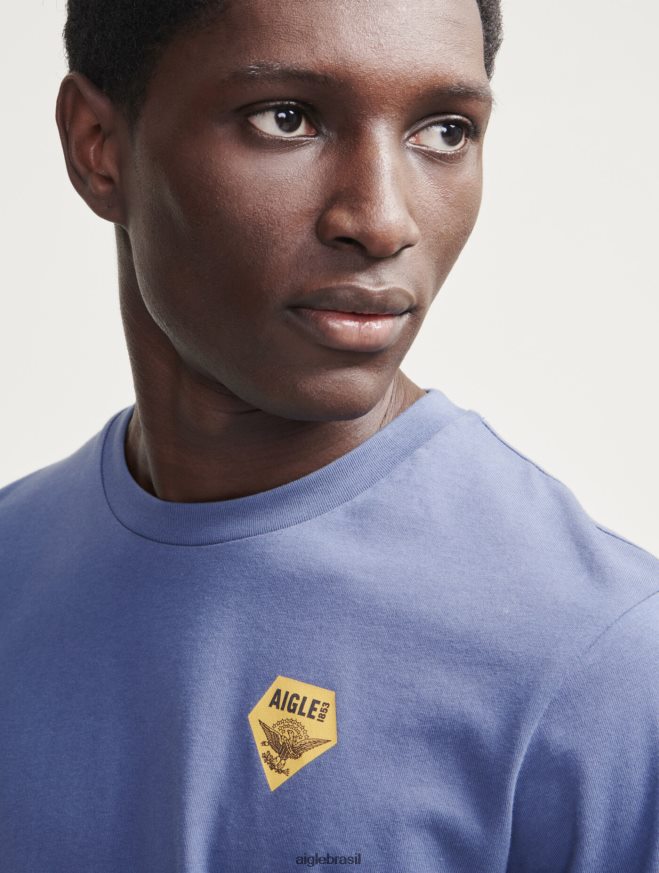 Aigle roupas camiseta estampada com gola redonda marais homens RX2B8851