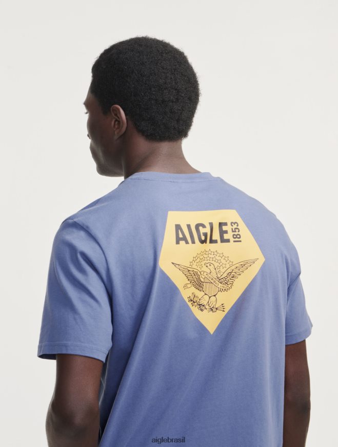 Aigle roupas camiseta estampada com gola redonda marais homens RX2B8851