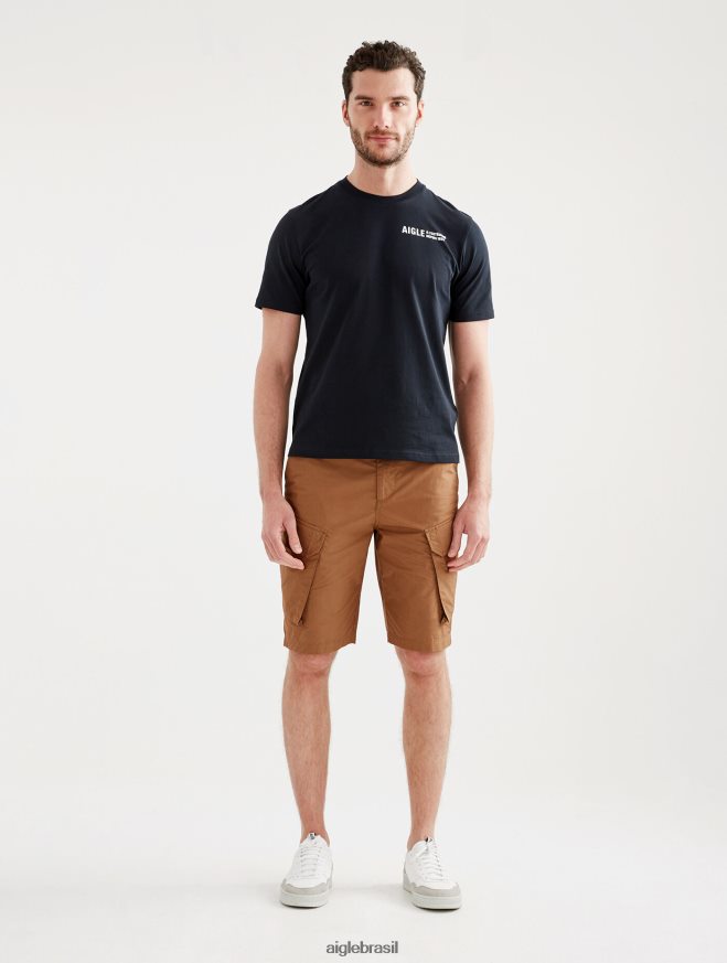 Aigle roupas camiseta estampada com gola redonda preto homens RX2B88103