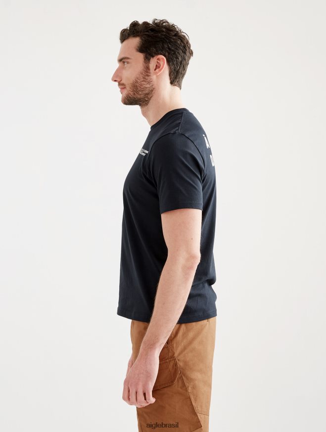 Aigle roupas camiseta estampada com gola redonda preto homens RX2B88103