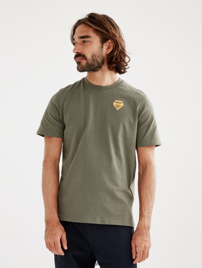 Aigle roupas camiseta estampada com gola redonda taillis homens RX2B88146