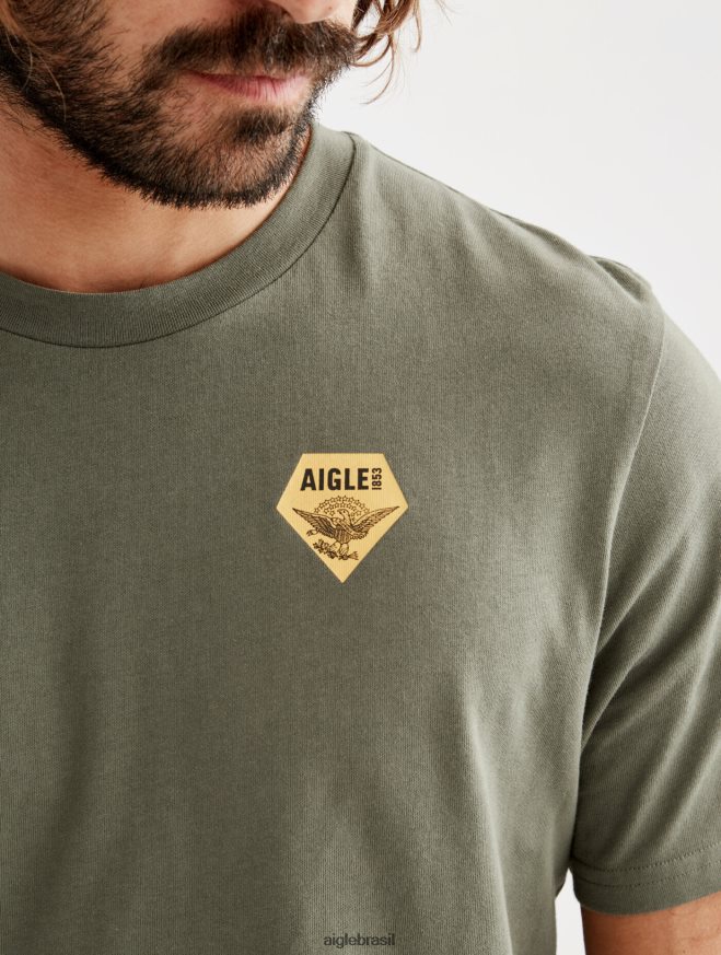 Aigle roupas camiseta estampada com gola redonda taillis homens RX2B88146