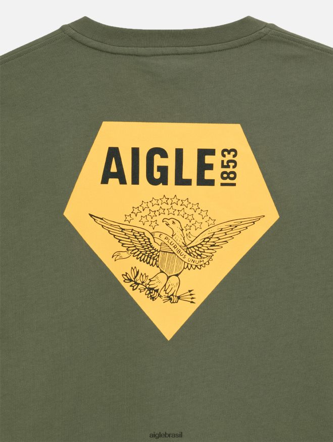 Aigle roupas camiseta estampada com gola redonda taillis homens RX2B88146