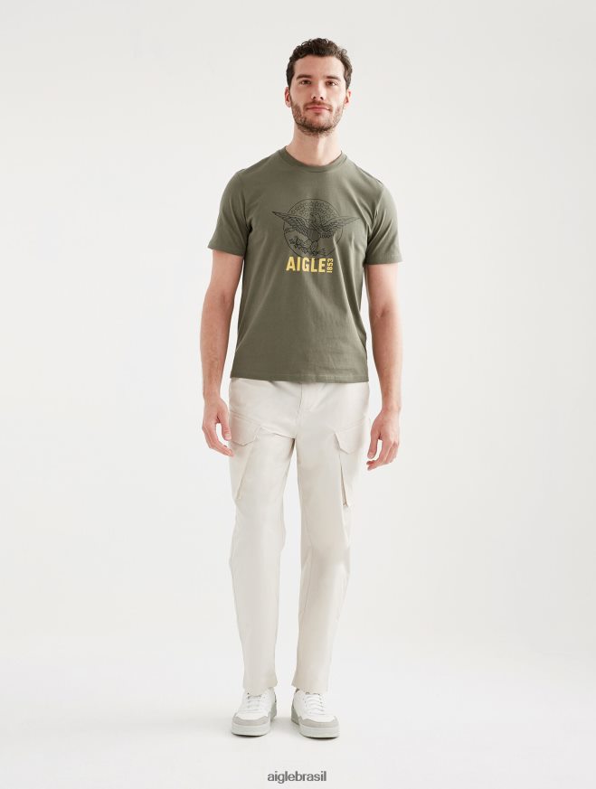 Aigle roupas camiseta estampada com gola redonda taillis homens RX2B8862