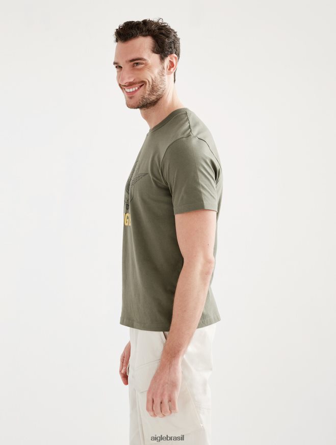 Aigle roupas camiseta estampada com gola redonda taillis homens RX2B8862