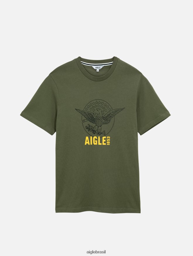 Aigle roupas camiseta estampada com gola redonda taillis homens RX2B8862