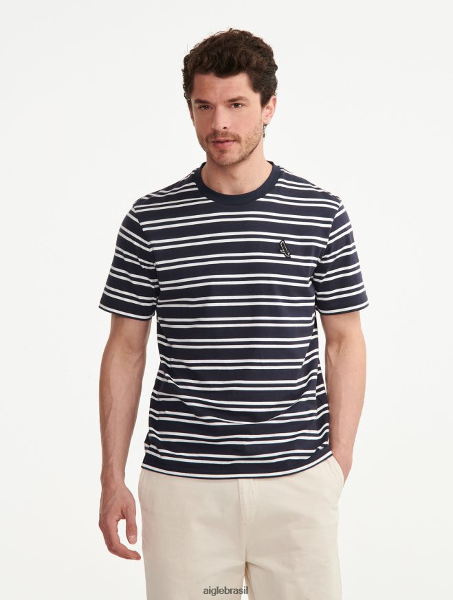 Aigle roupas camiseta listrada com gola redonda império st homens RX2B88132