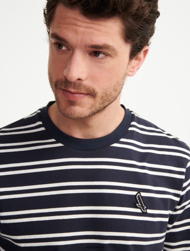 Aigle roupas camiseta listrada com gola redonda império st homens RX2B88132